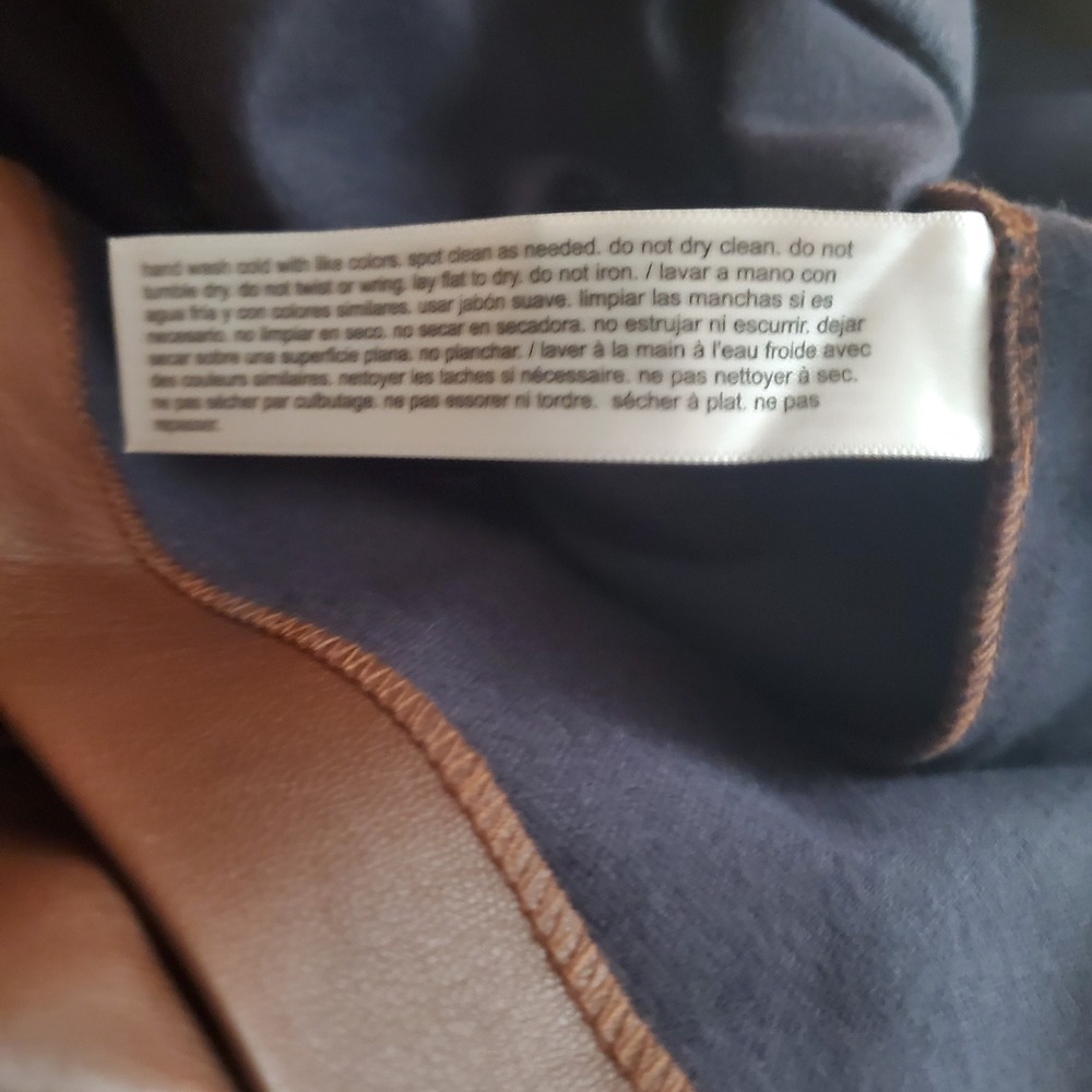 Eloquii Brown Faux Leather Sherpa Trim Button Front Mini Dress Jacket Size 14 - Picture 7 of 7